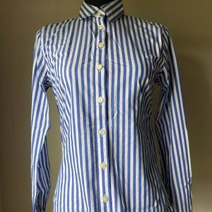Banana Republic Blue + White Striped Button-Down